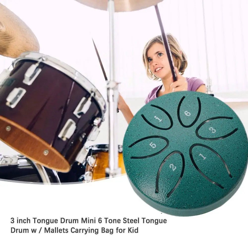 3 Inches Steel Tongue Drum 6 Notes Hand Held Ethereal Drum Zen Meditation Tools Spirit Exercise Percussion Instrument Toys