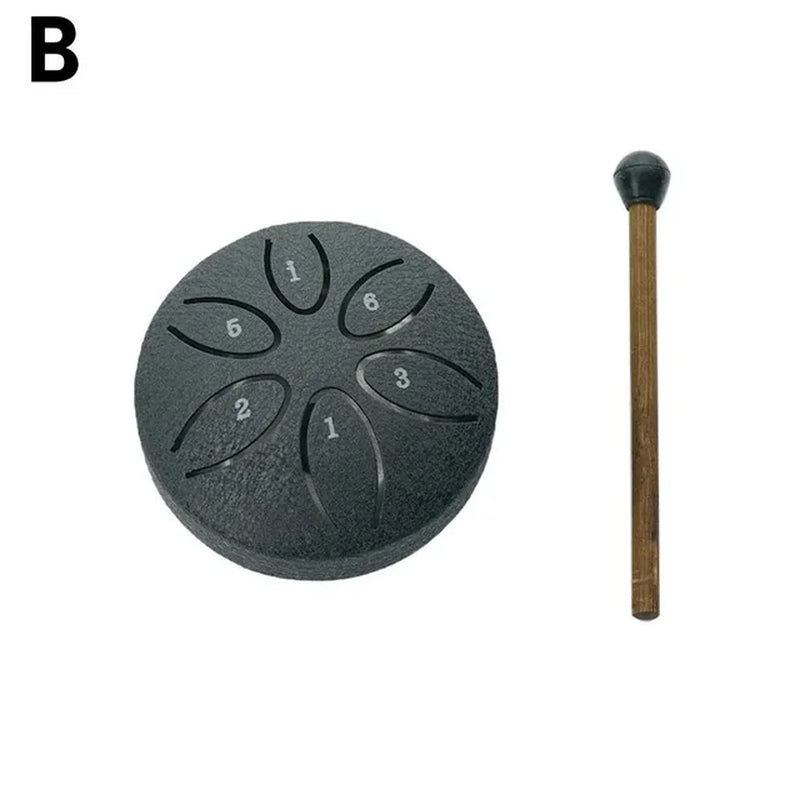 3 Inches Steel Tongue Drum 6 Notes Hand Held Ethereal Drum Zen Meditation Tools Spirit Exercise Percussion Instrument Toys
