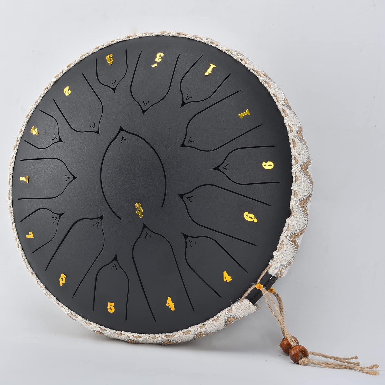 Steel Tongue Drum, 13 Inch 15Note Steel Hand Drum with Bag, Music Book, Drumsticks, Mallet Holder and Finger Paddles, for Camping, Meditation or Yoga (Black-13Inch)