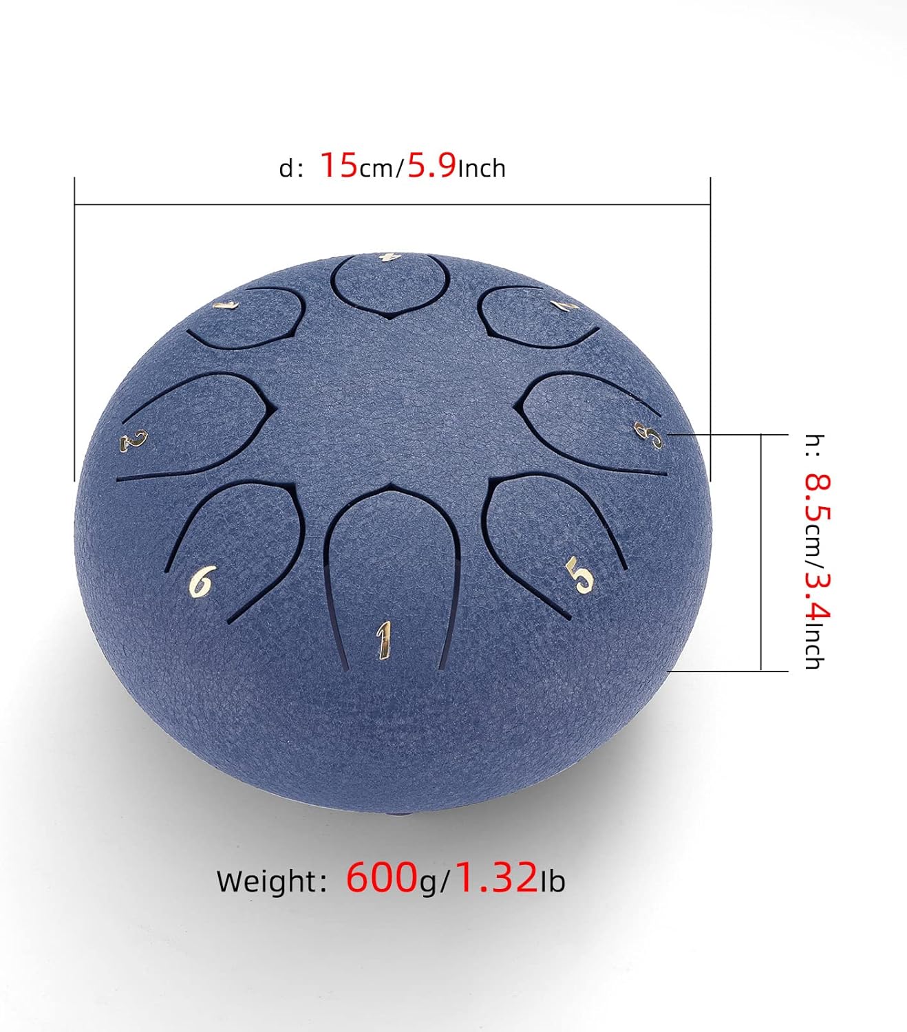 6 Inch 8 Note Steel Tongue Drum (Navy Blue)