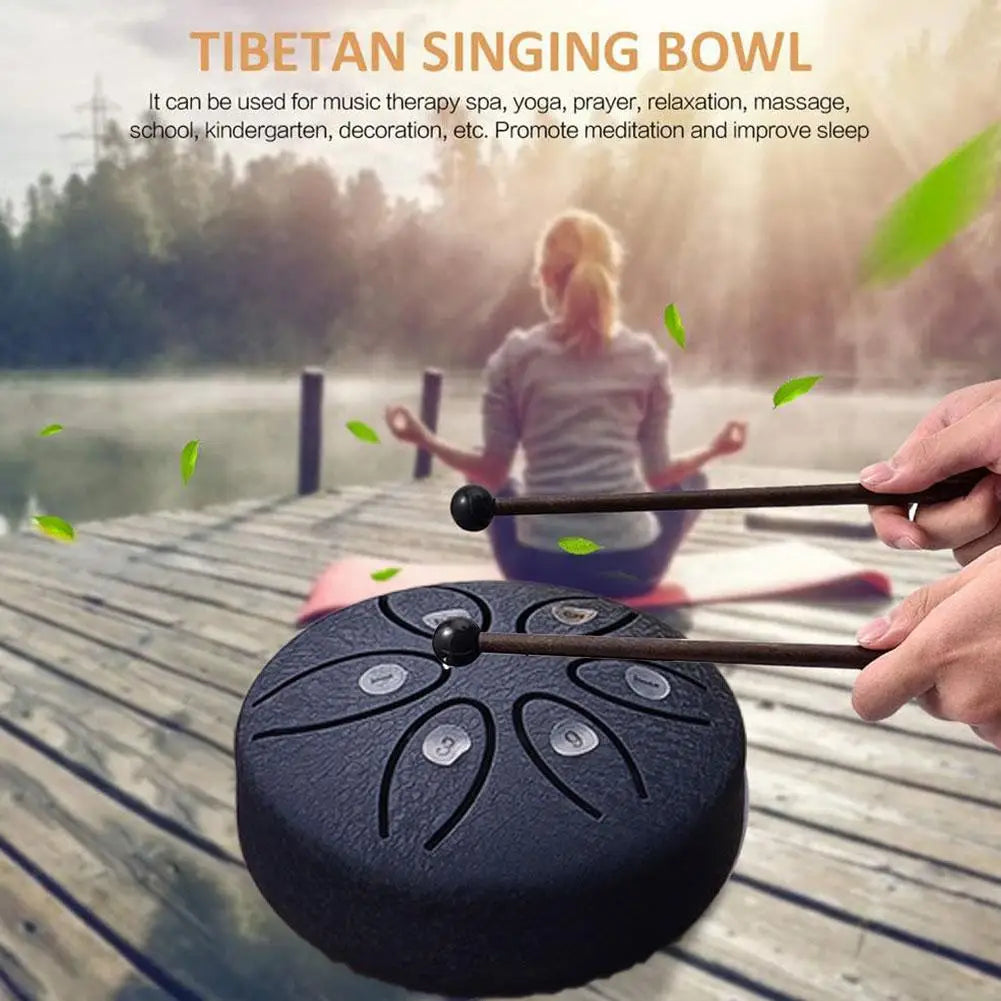 3 Inches Steel Tongue Drum 6 Notes Hand Held Ethereal Drum Zen Meditation Tools Spirit Exercise Percussion Instrument Toys